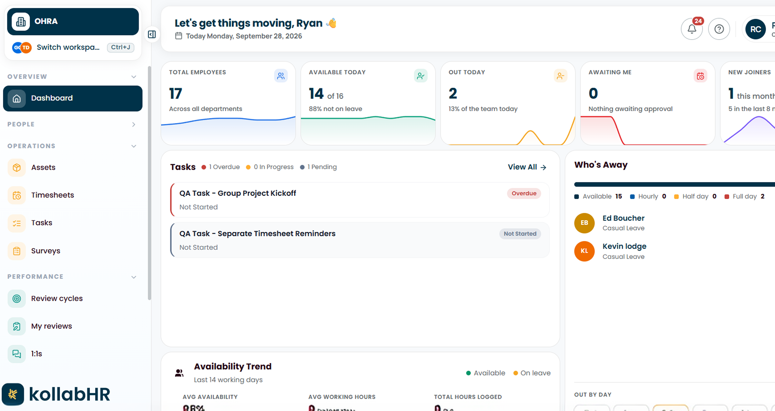 Admin / HR portal preview