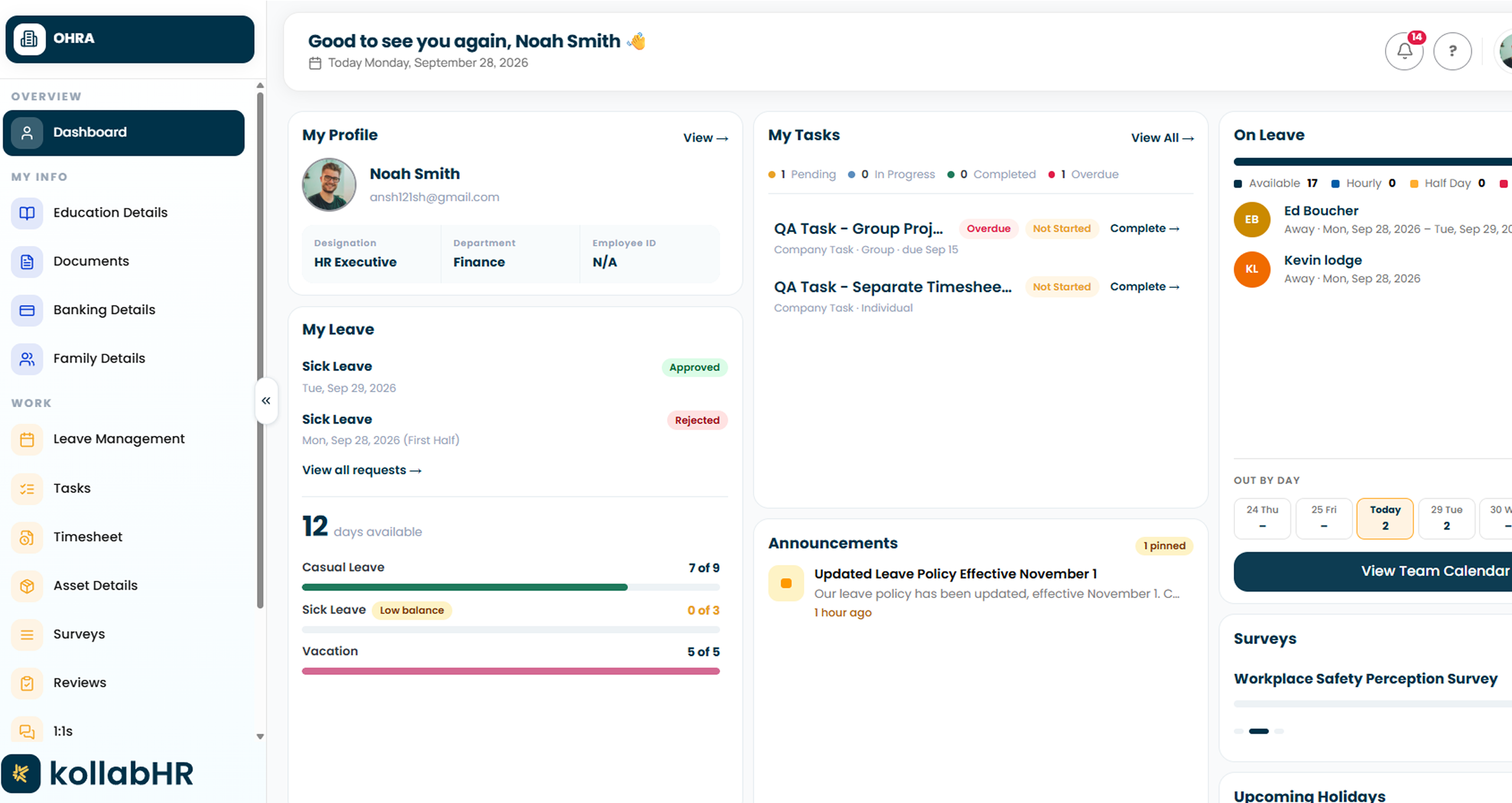 Employee portal preview