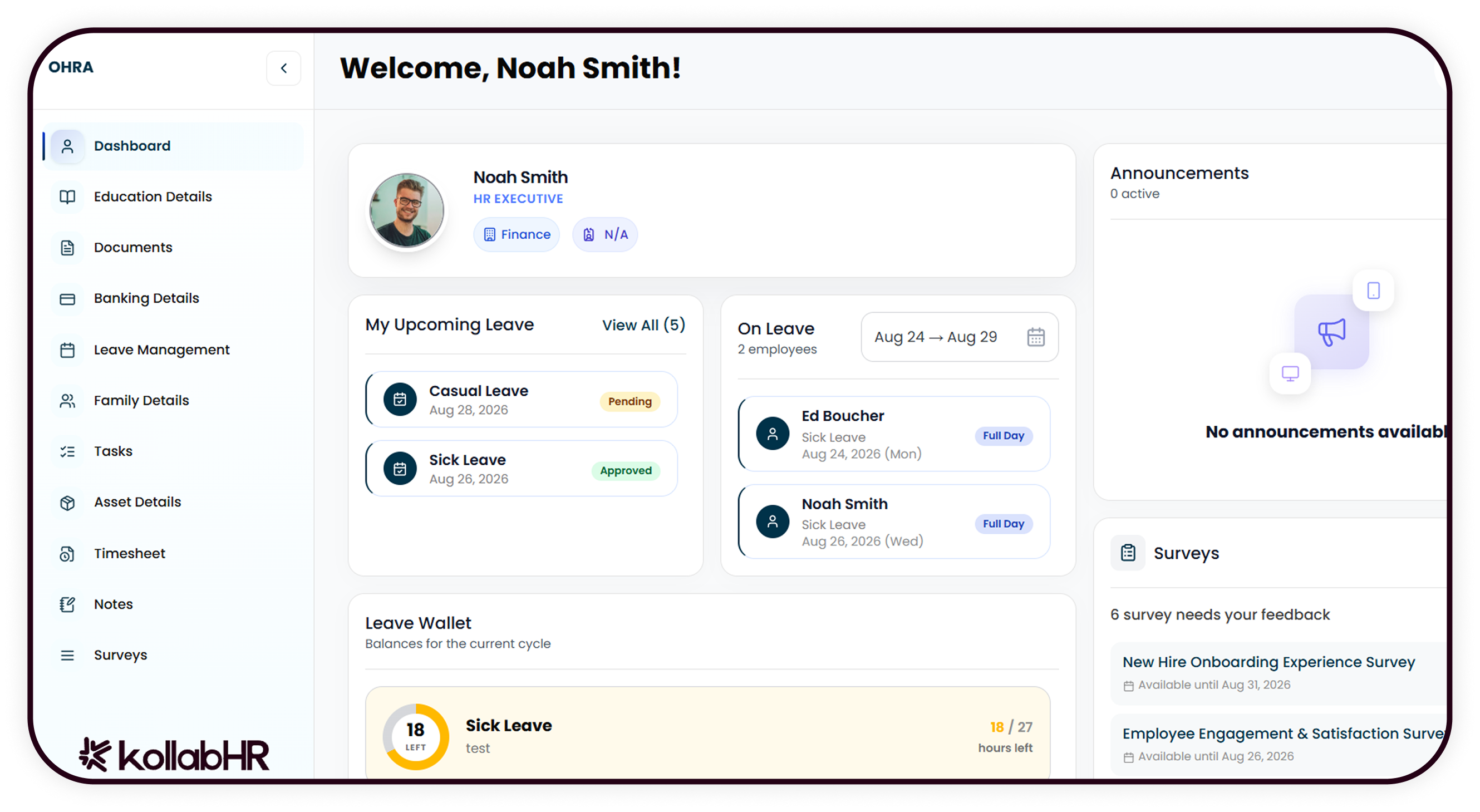 Employee portal preview